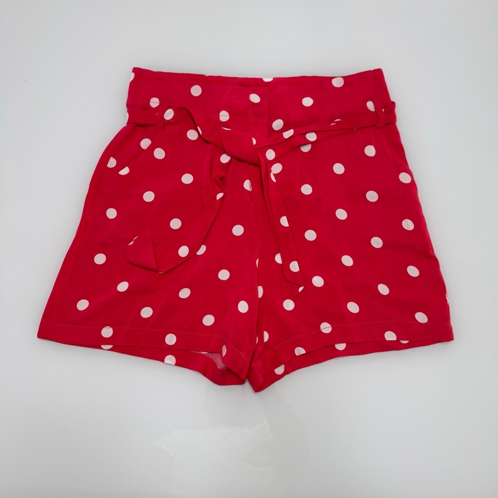 7th Avenue New York & Company Red White Polka Dot Women's Shorts Belted